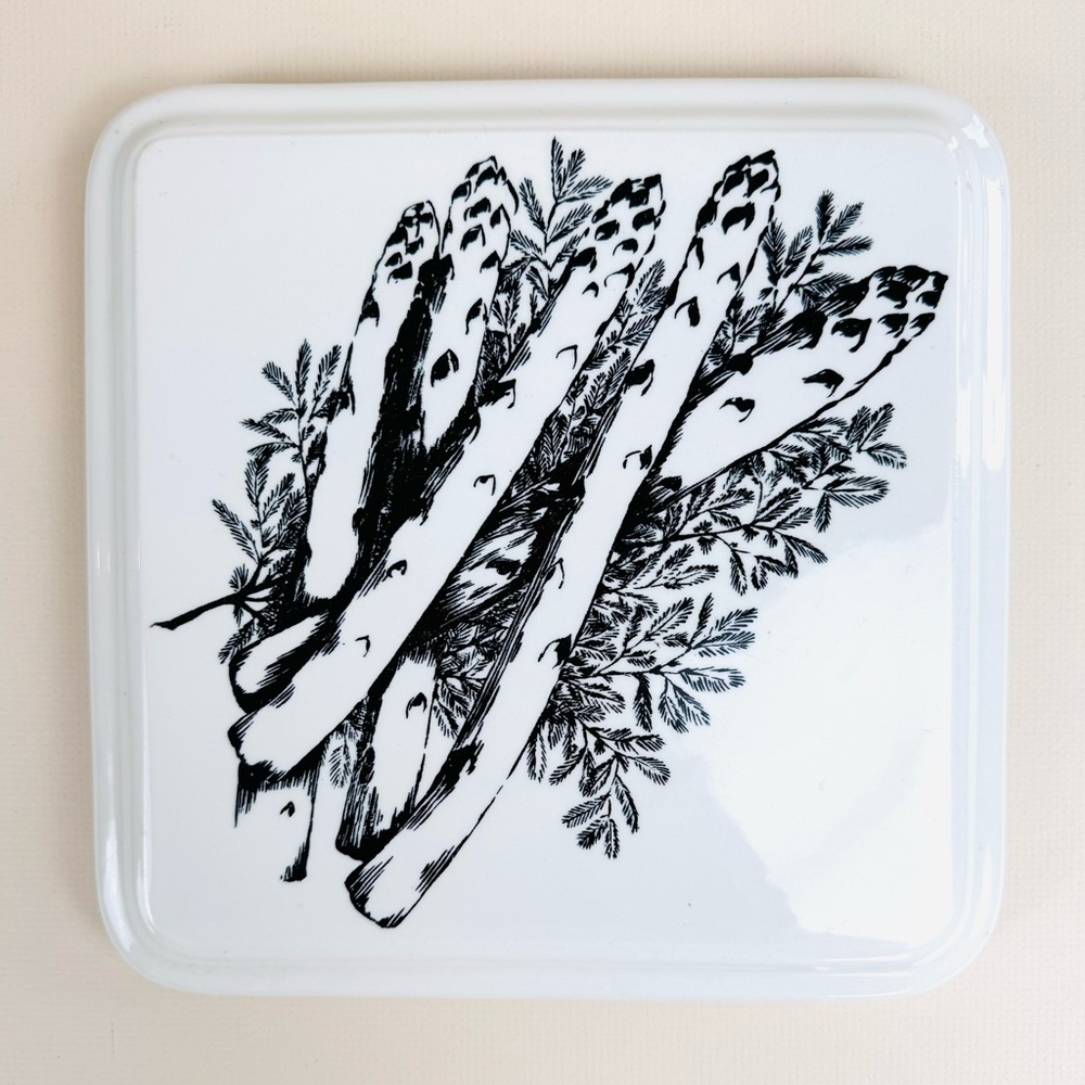 Vintage Gien France Trivet Tray Blue and Ivory